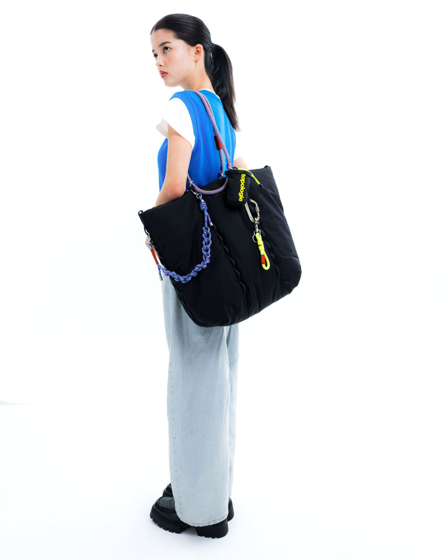 Cloud Tote / Moss (Tech Sateen) / 10mm Rope Loop / Neon Yellow Solid