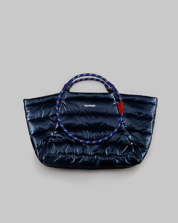 Marche Tote Medium / Marine Blue Metallic / Puffer / 10mm Rope Loop / Ink Blue Helix