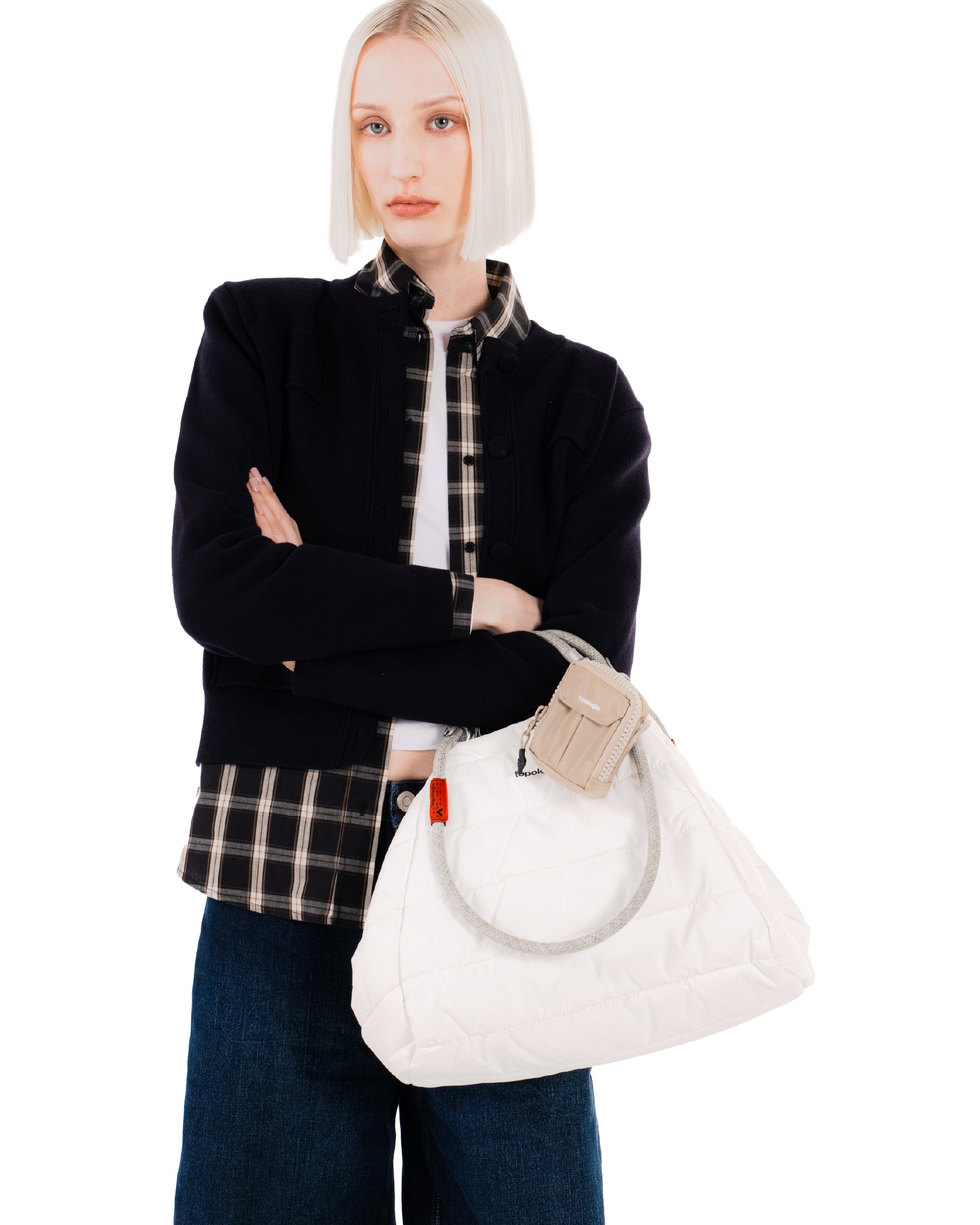 Sac fourre-tout « Marche » moyen / Couleur « Marshmallow » / Boucle en corde de 10 mm / Motif « Magpie Lattice »