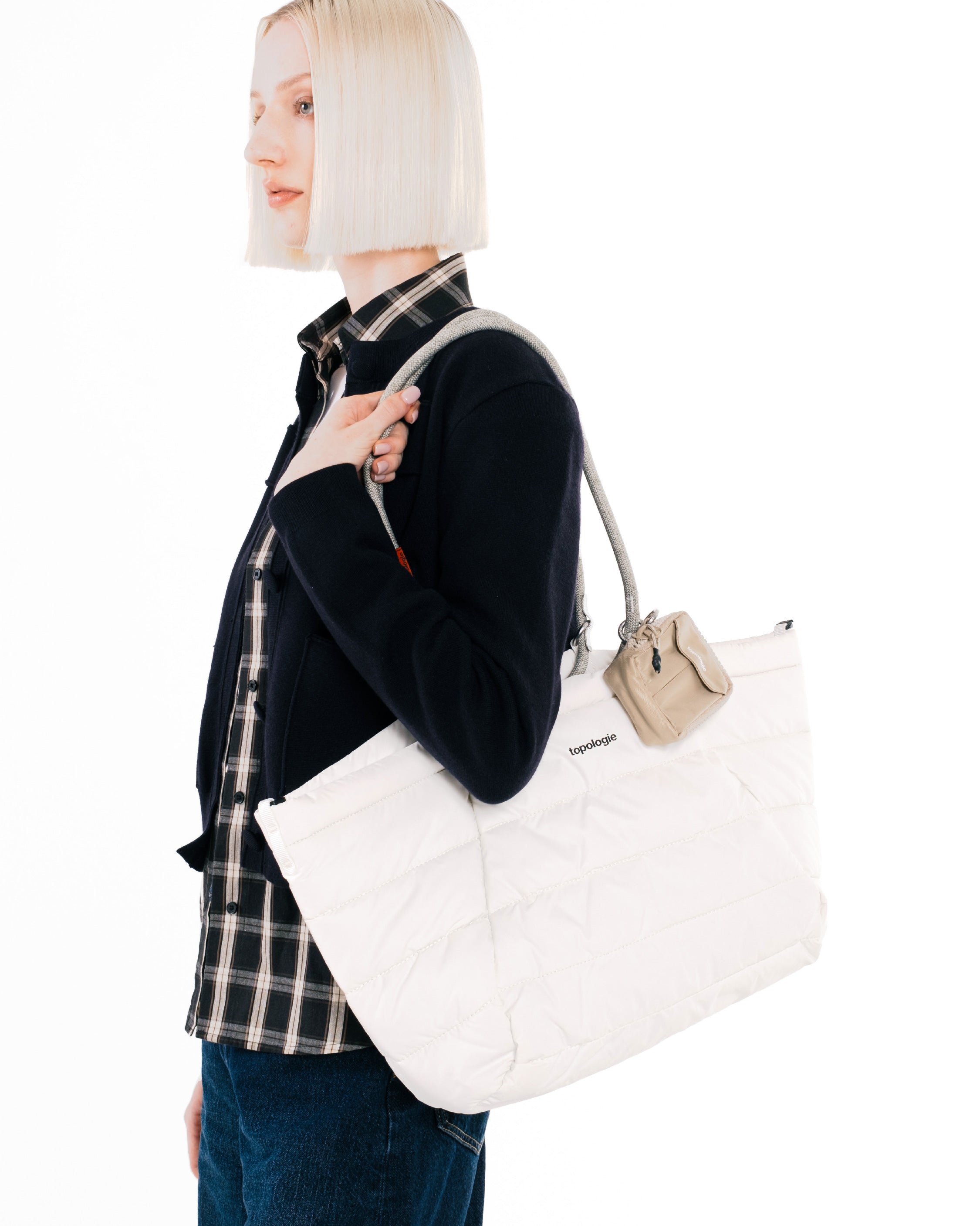 Sac fourre-tout « Marche » moyen / Couleur « Marshmallow » / Boucle en corde de 10 mm / Motif « Magpie Lattice »