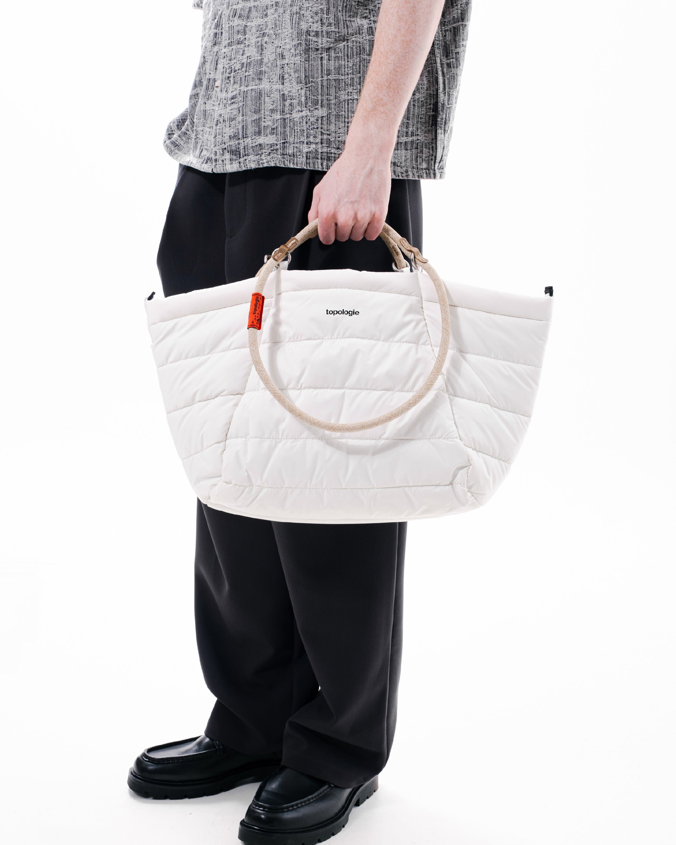Sac fourre-tout « Marche » moyen / Couleur « Marshmallow » / Boucle en corde de 10 mm / Motif « Magpie Lattice »