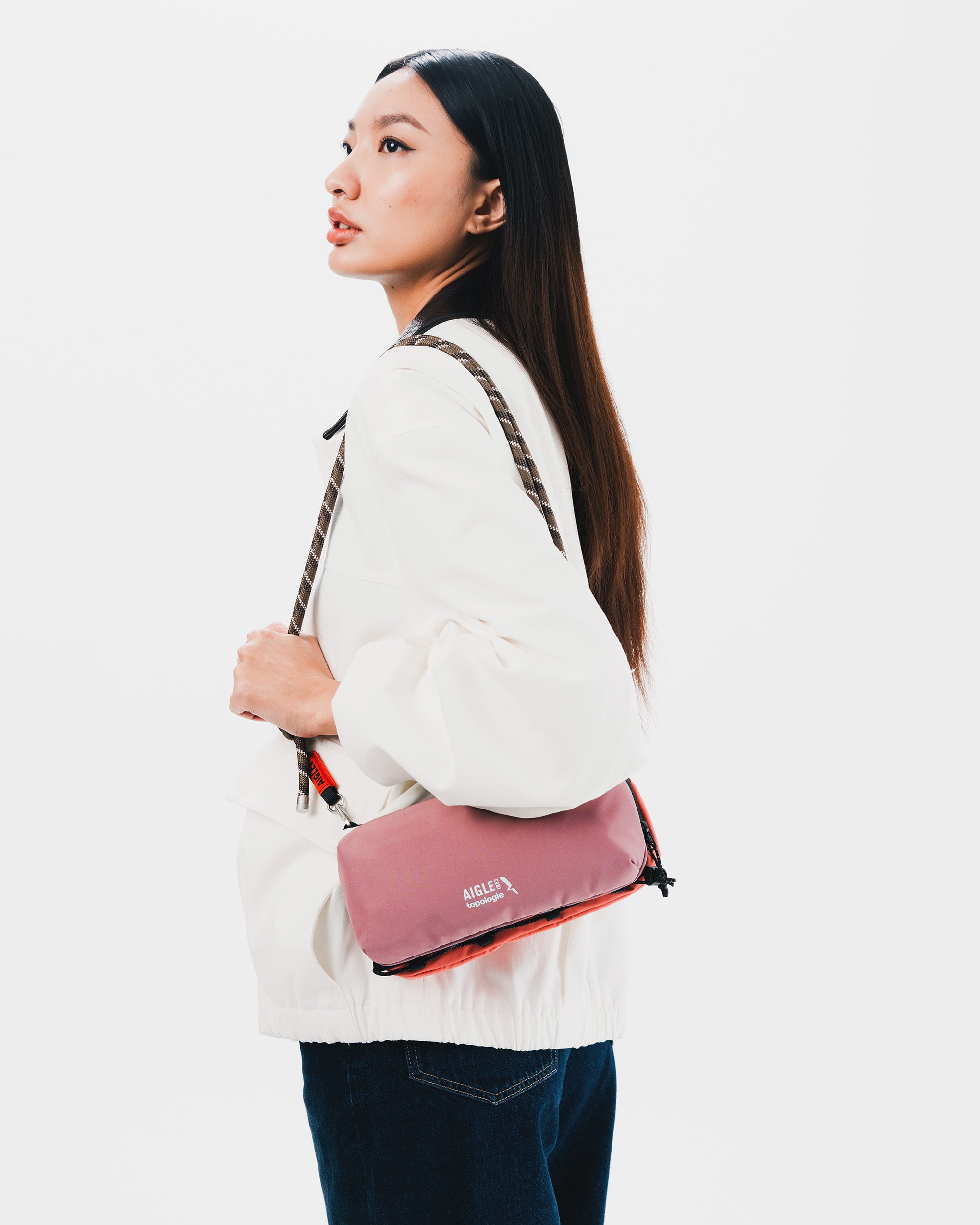 Topologie x Aigle Trio Colour Bottle Sacoche Medium / Gris Rose