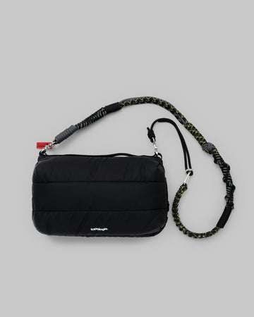 Bottle Sacoche Large / Black / Puffer / Macrame Strap / Coal