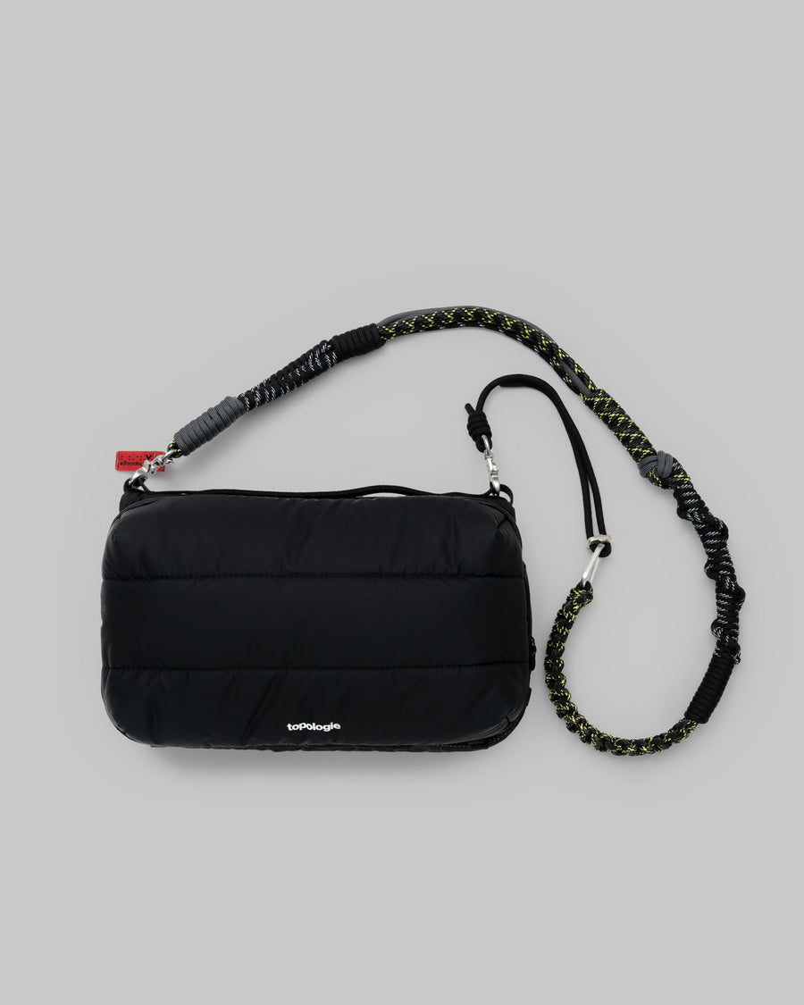 Bottle Sacoche Large / Black / Puffer / Macrame Strap / Coal