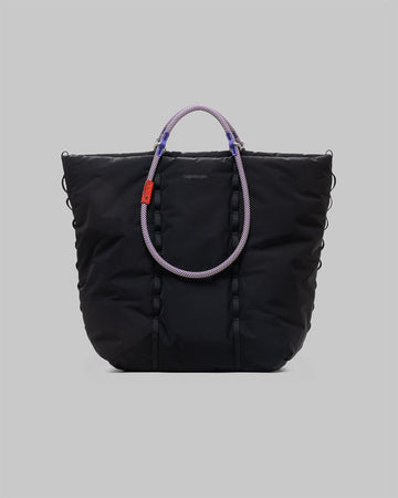 Cloud Tote / Black (Tech Sateen) / 10mm Rope Loop / Cyber Lattice