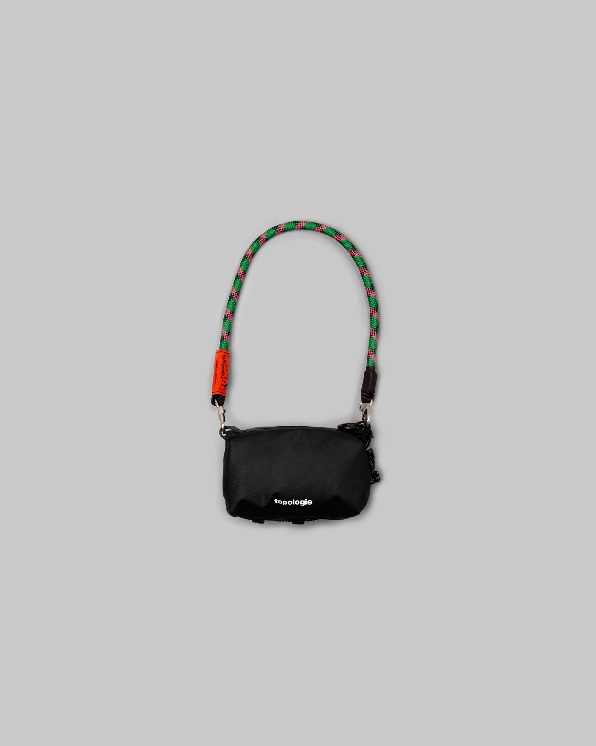 Mini Bottle Sacoche / Dry Black / 8.0mm Wrist Strap Emerald Pink