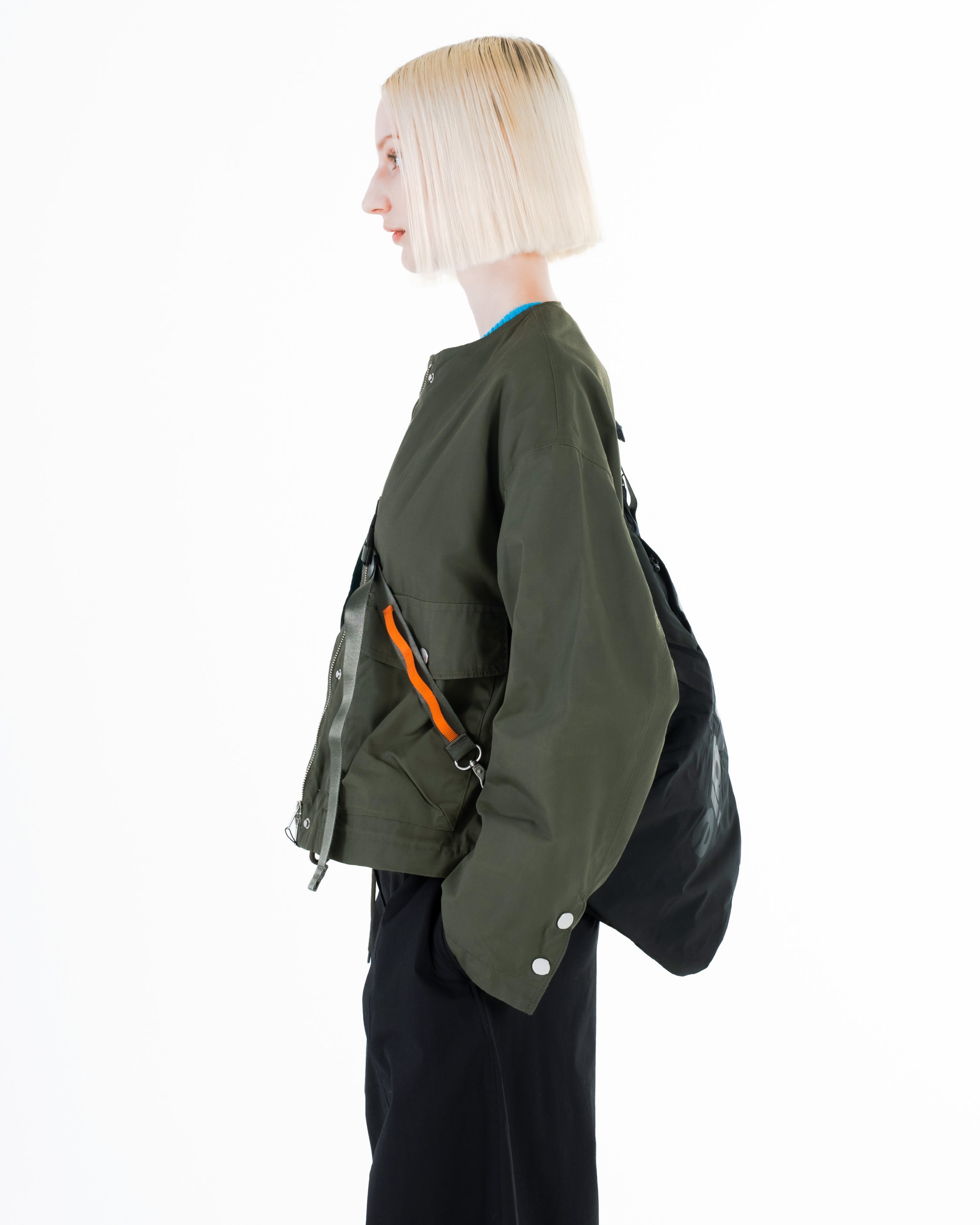 Sac à bandoulière Sling Messenger Large / Noir / Bandoulière Utility Sling Wide / Motif bois